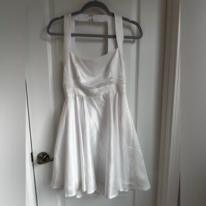 Elegant White Satin Dress